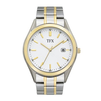 Bulova TFX Mens Two-Tone Stainless-Steel Watch, White Dial